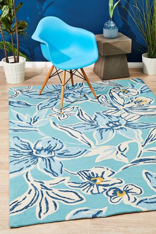 Copacabana 596 Blue Floral RugCOP - 596 - BLU - 225X155Rugtastic