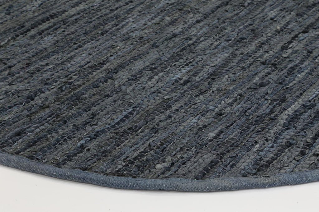 Gaya Modern Grey Leather Rug RoundGYPS160GREYRugtastic