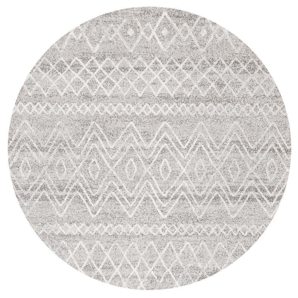 Oasis Grey Rustic Tribal Round RugOAS - 453 - GRY - 150X150Rugtastic